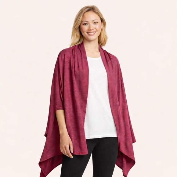 Eddie Bauer Sweaters - Eddie Bauer Daisy Travel Wrap One Size Pink Cozy Layering Piece Travel